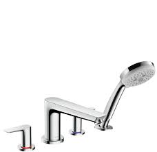When you turn the faucet handle the stem moves. Hansgrohe Talis E Double Handle Deck Mounted Roman Tub Faucet Trim With Diverter And Handshower Wayfair