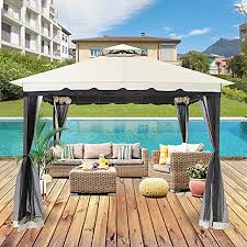 Fabric guard in spray bottle. Fab Based 10x10 Gazebo For Patios Outdoor Gazebos And Canopies Waterproof Canopy Patio With Mosquito Netting Cream Pricepulse