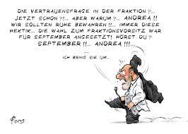 Politiker von der afd, den linken und fdp fordern, dass bundeskanzlerin angela merkel (cdu) nach der rücknahme des beschlusses zur osterruhe im bundestag die vertrauensfrage stellt. Paolo Calleri Karikaturist Freier Grafiker Illustrator Politische Karikatur Ubereilt Deutschland Spd Martin Schulz Andrea Nahles Bundestagsfraktion Fraktion Misstrauen Vertrauensfrage Europawahl Wahldebakel Schlappe