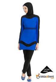 Full Lycra Tam Tesettur Mayo Likrali Lisa 27375 Saks Mavisi Mayolar Taytlar Esarp