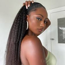 Amazon.com : OQ HAIR Kinky Straight Half Wig With Headband Human Hair for  Women 180% Density Seamless Flip Yaki Straight Half Wig Human Hair Beginner  Friendly 18 Inch : Beauty & Personal Care