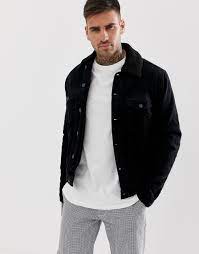 New Look Corduroy Jacket With Borg Lining In Black For Men Lyst