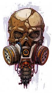 Detailed Colorful Human Skull With Gas Mask Gas Mask Art Skull Artwork Masks Art