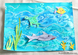 Cool Ocean Art Project For Kids Using Salt And Watercolor Paint Buggy And Buddy