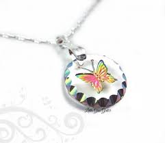 Butterfly Necklace Rainbow Butterfly Pendant 18mm Engraved Etsy Butterfly Pendant Butterfly Necklace Rainbow Butterfly