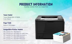 You can use this printer to print your documents and photos in its best result. Cool Toner Compatible Toner Cartridge Replacement For Hp 80a Cf280a 80x Cf280x For Hp Laserjet Pro 400 M401a M401d M401n M401dn M401dne M401dw Laserjet Pro 400 Mfp M425dn Laser Ink Printer Black 4pk