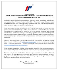 Kota harapan indah, cileungsi, jawa barat, indonesia. Pengumuman Perihal Penipuan Seleksi Penerimaan Pekerja Pt Impack Pratama Industri Tbk