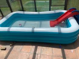 It takes a long time to inflate the foot pump. Play Day Rectangular Inflatable Family Pool 120 X 72 X 22 Walmart Com Walmart Com