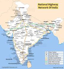 National Highways In India Golden Quadrilateral North South And East West Corridor Geography Map India Map Road Trip Map