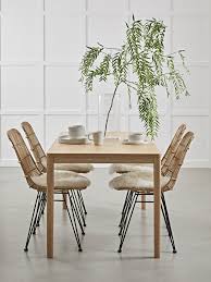 Flat Rattan Dining Chair Natural Io Net Interior In 2020 Rattan Dining Chairs Oak Dining Table Dining Chairs