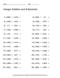 Download and print these addition and subtraction coloring pages for free. Integer Addition And Subtraction Worksheets Tim S Printables