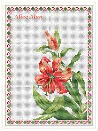 Flowers counted cross stitch patterns to print online, thousands of designs to choose from. Cross Stitch Pattern Flowers Red Orange Lily Flower Green Etsy