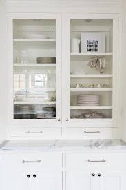 White step back cabinet , primitive furniture / rustic farmhouse furniture / kitchen cabinet hutch buffet / country furniture. Kitchen With Built In Glass Door Hutch Cottage Kitchen