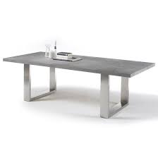 Savona Rectangular Dining Table In Grey With Stainless Steel Legs Finish Wood Grey Finish Sealed Grey Dining Tables Large Dining Table Concrete Dining Table