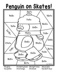 Winter Multiplication Color By Number Christmas Math Worksheets 3rd Grade Math Multiplication