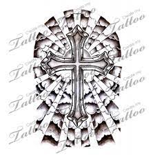 Cross With Clouds And Sunrays Half Sleeve Cloud Tattoo Design Cloud Tattoo Half Sleeve Tattoos Designs