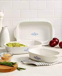 Corningware Cornflower 3 Pc Mixing Bowl Set Reviews Bakeware Kitchen Macy S In 2021 Corningware Vintage Bakeware Corningware Vintage
