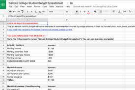 College Student Monthly Budget Example Lamasa