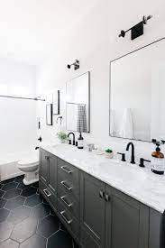Modern Hexagon Tile Floor Decor The Tomkat Studio Blog Modern Bathroom Renovations Black Bathroom Marble Countertops Bathroom