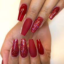 Simple matte nails;chic nail designs;easy designs for short nails; Red Nails To Inspire Your Next Manicure Naildesignsjournal Com Red Nails Glitter Red Nails Red Acrylic Nails