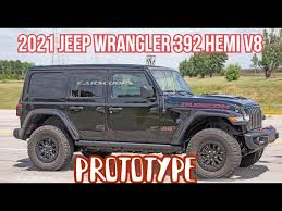 Borrowed parts for increased airflow to its v8 engine, the 2021 jeep wrangler rubicon 392 gets the grille and hood scoop from the gladiator mojave. 2021 Jeep Wrangler 392 Hemi V8 Prototype To Rain On The Bronco S Parade Youtube