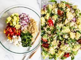 We pile our favorite gyro fixin's into nutritious quinoa bowls. My Favorite Quinoa Salad Quick Easy Eating Bird Food