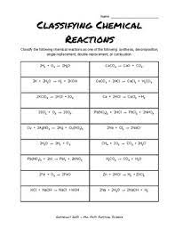 Maybe you would like to learn more about one of these? Classifying Chemical Reactions Practice By Mr Fry S Physical Science