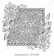 Adult coloring page with flowers pattern. Adult Coloring Page Vector Photo Free Trial Bigstock