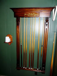 Hardwood 8 cue billiard corner floor rack. Brunswick Balke Collender Company Pool Cue Rack Collectors Weekly