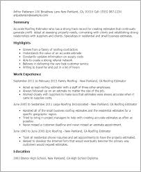 1 roofing estimator resume templates