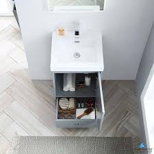 Shop silkroad exclusive osaka american walnut single sink vanity with travertine top (common: Blossom Lyon 20 Inch Small Bathroom Vanity Color Metal Grey