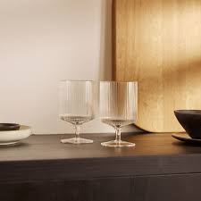 Pair the glasses with the rest of the ripple series and serve your favourite beverage in style. Ferm Living Ripple Wine Glasses Set Of 2 Clear End