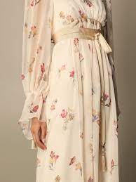 Max Mara Abito In Georgette Di Seta Floreale Con Cinta Abito Max Mara Donna Bianco Abito Max Mara 12310117600 Giglio It