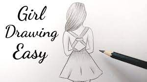 First of all let's draw a big round head of a chibi girl. How To Draw A Girl Easy Back Side Drawing Of A Girl Easy Step By Step Pe Pencil Sketches Of Girls Girl Drawing Easy Pencil Drawings Of Girls