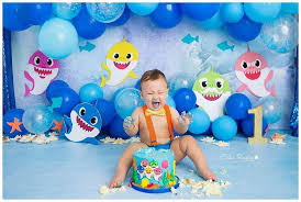 1st Birthday Baby Shark Smash Cake Ideas Baby Shark Cake Smash Shark Themed Birthday Party Shark Birthday Party Shark Theme Birthday