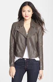 Halogen Crop Leather Moto Jacket Regular Petite Nordstrom Short Leather Jacket Jackets Leather Moto Jacket