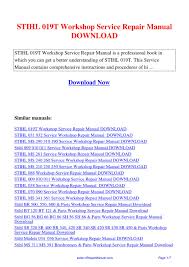 Check spelling or type a new query. Stihl 019t Workshop Service Repair Manual By Huang Kung Issuu