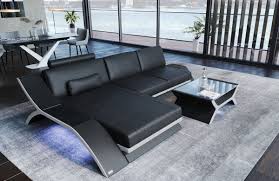 Ecksofa/ couch mit relaxfunktion, elektrisch ausfahrbar. Modernes Design Leder Ecksofa Calabria L Form