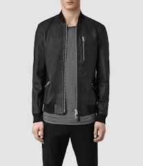 Allsaints Uk Mens Utility Leather Bomber Jacket Black Black Leather Bomber Jacket Leather Jacket Men Leather Bomber Jacket