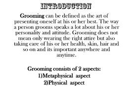 Here you find 13 meanings of the word grooming. Grooming Assignment