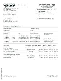 The declarations page lists your auto insurance policy details. Geico Declaration Page Sample Fill Online Printable Fillable Blank Pdffiller