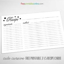Free Cute Cursive 3 X 5 Recipe Cards To Print Recipe Cards Template Recipe Cards Printable Free Recipe Cards