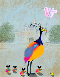 Kevin Up Movie Pixar Up Bird Up Bird Up Movie Fan Art Disneyland Vacation Fine Art Painting Vintage Sepia Backgroun Fine Art Painting Art Painting Art