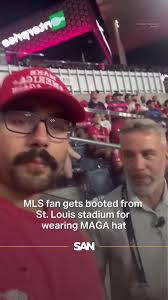 A Major League Soccer fan who filmed himself being kicked out of a Missouri  stadium for wearing a “Make America Great Again” cap has gone viral — with  the video gaining millions