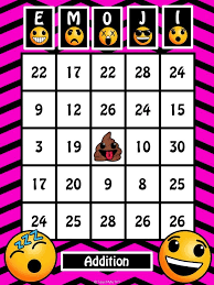 Different Bingo Games To Play Emoji Addition Bingo Bingo Bingo Board Bridges Math
