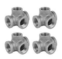 PIPE DECOR 3/4 in. Iron Black 4-Way Side Outlet Tee Fitting ...