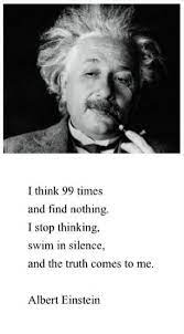 I Think 99 Times And Find Nothing I Stop Thinking Swim In Silence And The Truth Comes To Me Albert Einstein Einstein Quotes Einstein Words