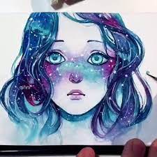 Art Of Drawing On Instagram On Instagram Gorgeous Portrait Via Cartoon Arts Done By Qinniart Artofdrawingg Art Watercolor Galaxy Art
