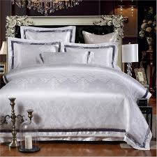 Includes 1 deep pocket fitted sheet, 1 flat sheet, and 2 pillowcases view more details. White Gold Jacquard Bedding Set Home Textile 4pcs Satin Bed Set Embroidered Quilt Cover Sets Queen King Size Bed Sheet Cotton Home Textile Silk Bedding Setking Size Aliexpress