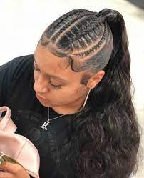 French Braids Ponytail For Black Women Frenchbraids Ponytail Frenchbraidsponytail Pony Hair Ponytail Styles Braided Ponytail Hairstyles Natural Hair Styles